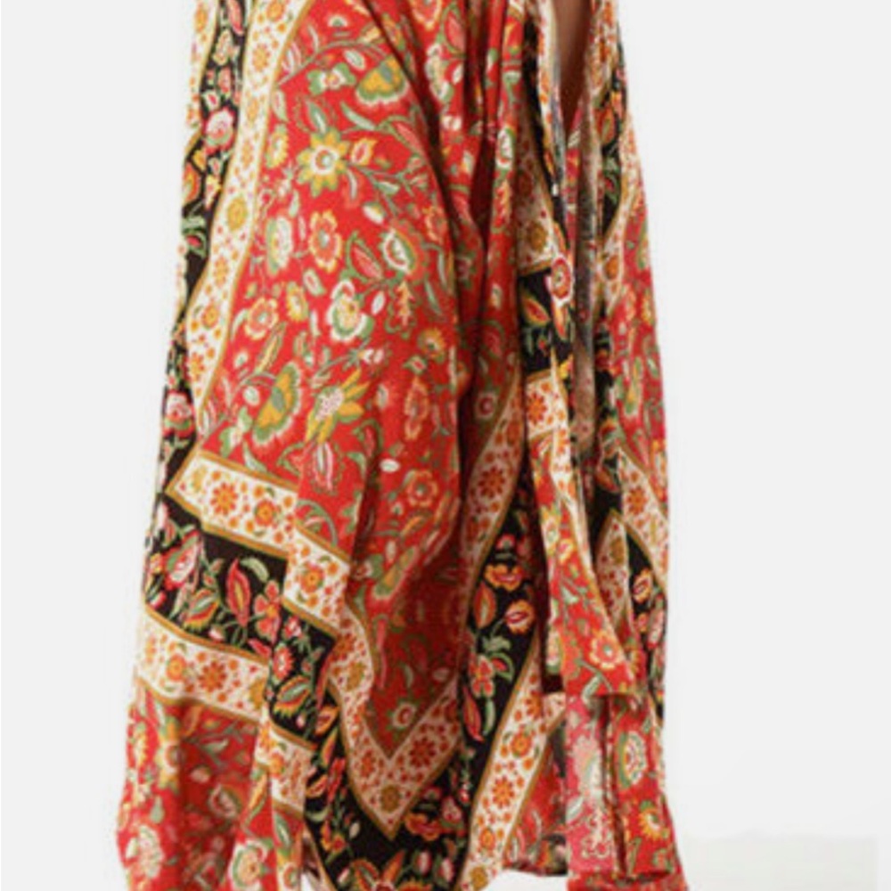 Spell Floral vibrant bohemian long skirt with side zipper and side slit